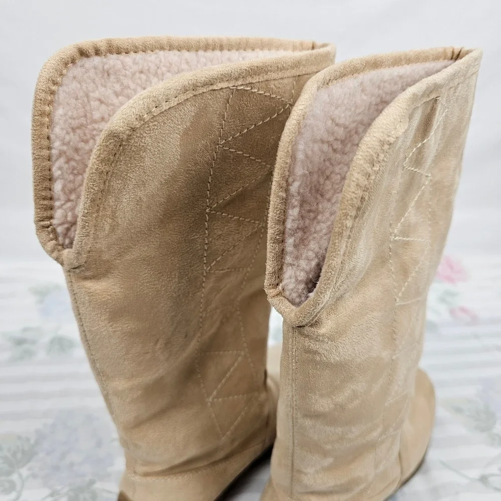 Unionbay Women Tan‎ Minky Suede Shearling Lined Winter Boots 6M